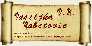 Vasiljka Mabetović vizit kartica